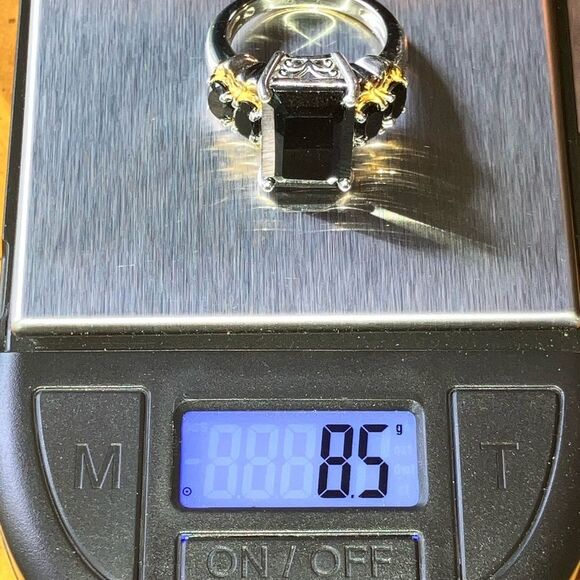 Natural Black Spinel Sterling Silver Cocktail Ring Size 7 - Picture 9 of 9